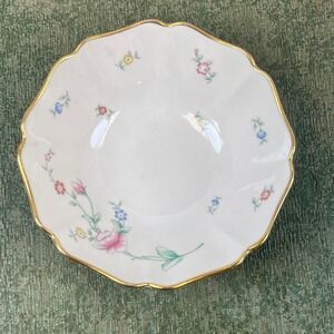 Lenox Floral Garden Scalloped Small Bowl Gold Trim Fine Bone China Made in USA